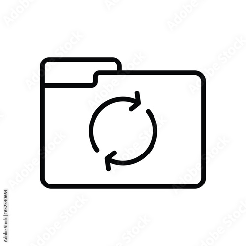 Folder with circle arrow symbol icon vector. Reset, recovery, processing, backup, sync icon. Folder line icon vector illustration for graphic design, UI, or digital web. photo