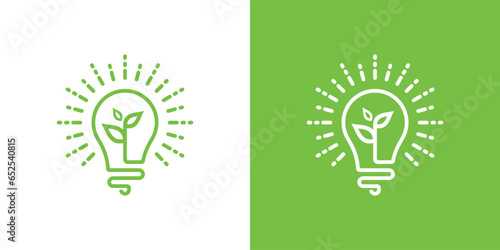 Light bulb ecology concept. Vector illustration of a bulb and leaf combination	