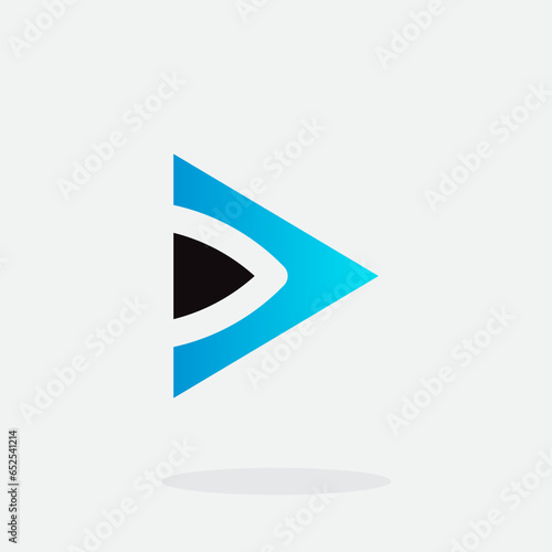 Play button for media app logo design. Streaming service app Logotype. Multimedia player icon design element for Music and movie start sign, audio and video editor logo