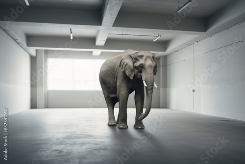big elephant standing in an empty room