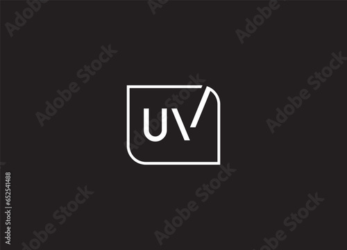 UV  initial letter handwriting logo design