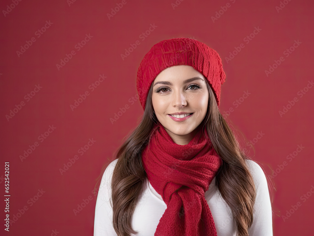 Smiling Woman in red Dress, Model, fashion Smiling Woman in red Dress, Model, fashion