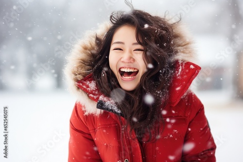 Happy Young Asian Woman in ...