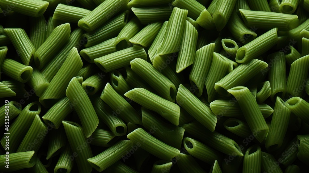 Colors raw spinach Rigatoni pasta , macro. food background Colors raw spinach Rigatoni pasta , macro. food background