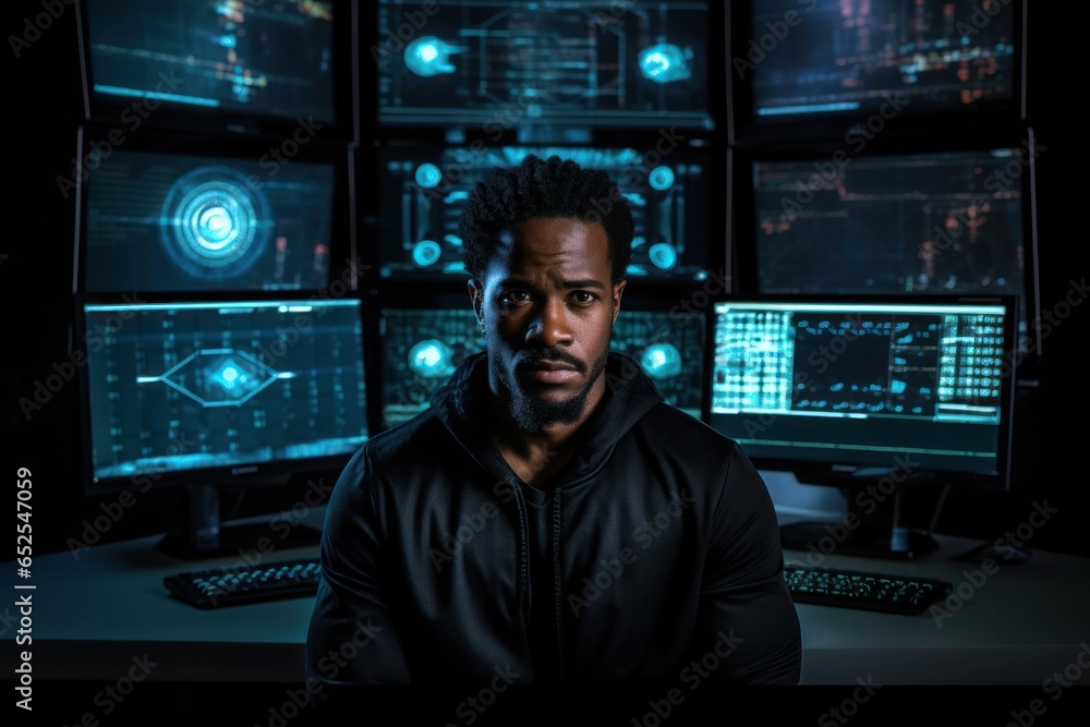 Black Man Computer Programmer Occupation Employment Work Environment Backdrop Generative AI Black Man Computer Programmer Occupation Employment Work Environment Backdrop Generative AI