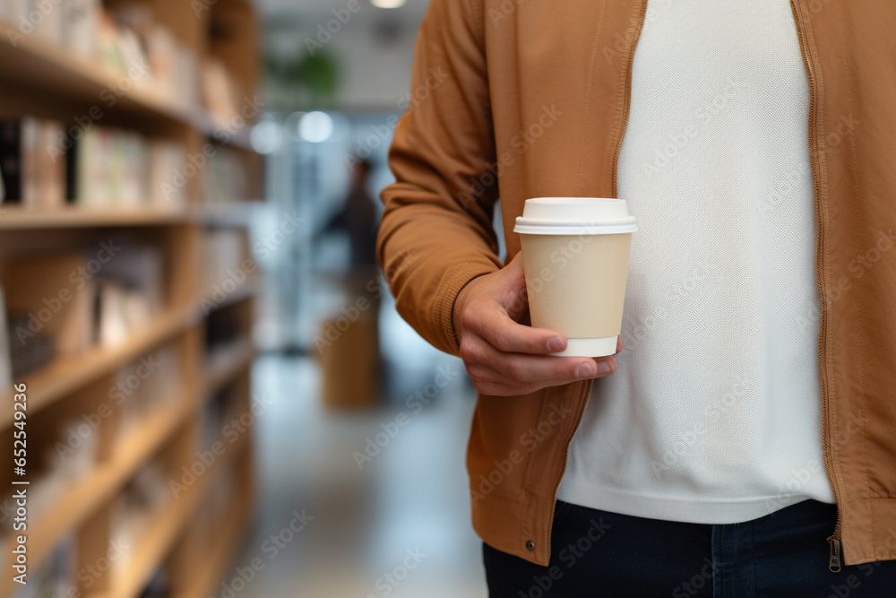 Person holding a coffee cup. Soft brown colours. Person holding a coffee cup. Soft brown colours.