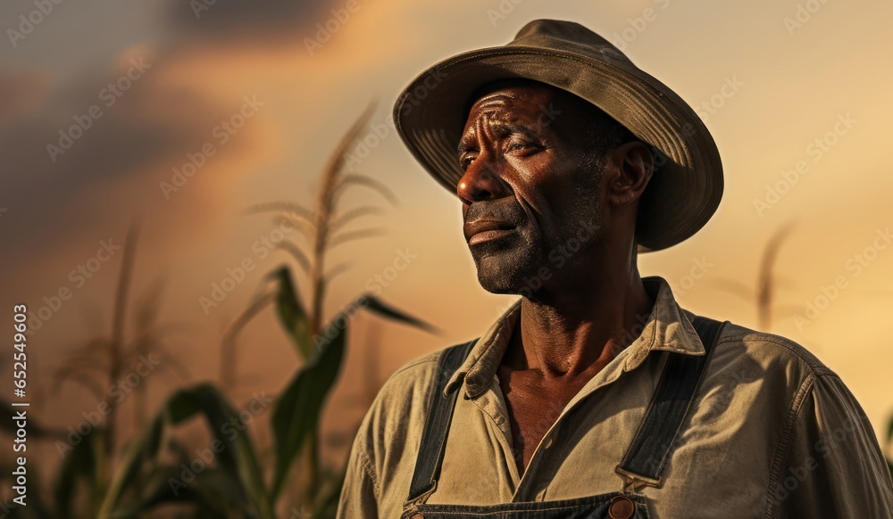 Black Male Farmer Employee Job Expertise Work Environment Background Generative AI