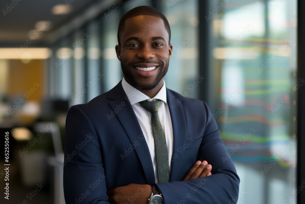 Black Man Financial Advisor Professional Job Expertise Work Environment Background Generative AI