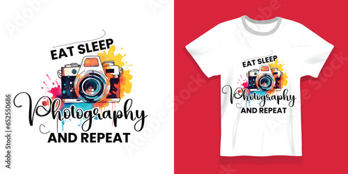 Eat Sleep Photography and Repeat T Shirt Design Template 