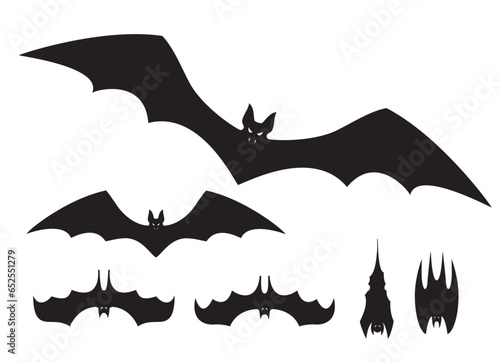 Flying bats set. Vector illustration