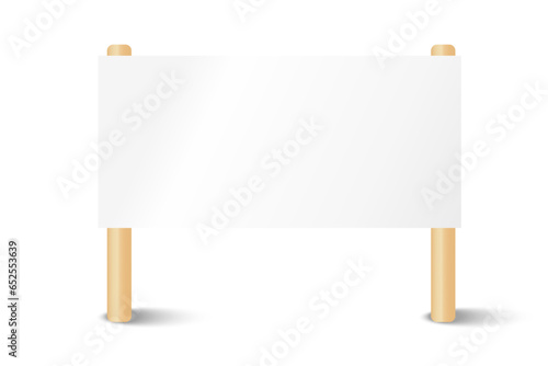 Blank demonstration banners. Protest placards, public transparency with wooden holders. Vector illustration. EPS 10.