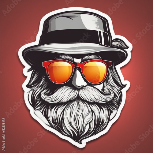 Cool hipster Santa Claus with sunglasses sticker 