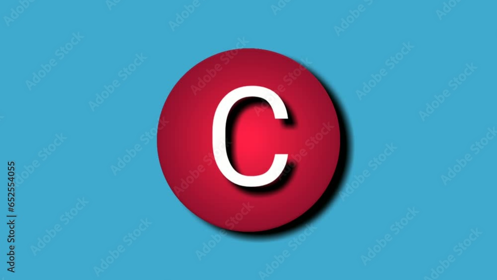 Alphabet Capital letter C on red sphere Animation Motion graphics on blue Screen background for video elements Alphabet Capital letter C on red sphere Animation Motion graphics on blue Screen background for video elements