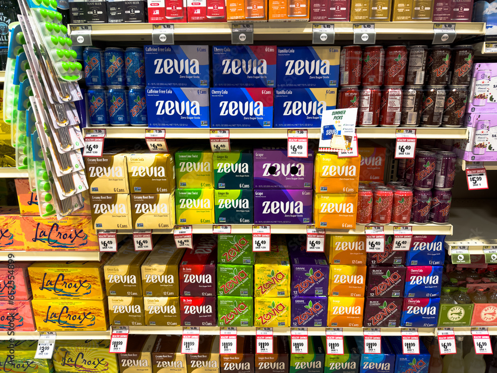 Tampa, FL, USA September, 25, 2023 Sprouts Supermarkets Zevia Brand