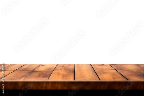 Empty wooden table with transparency  PNG format