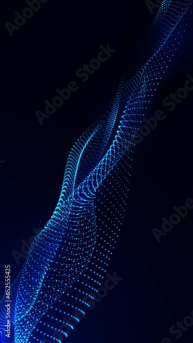 Blue particle crypto blockchain technology background	 photo