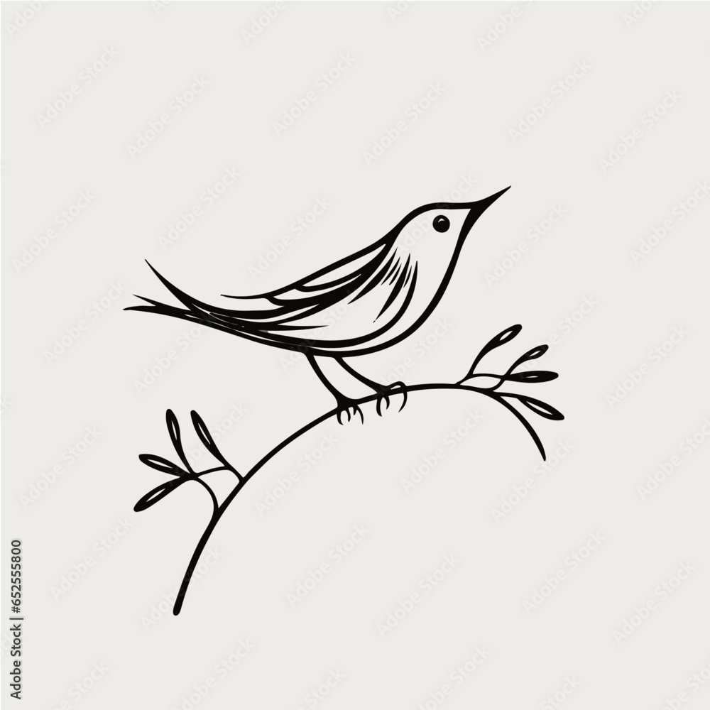 Fototapeta premium simple one line drawing of bird, vector logo
