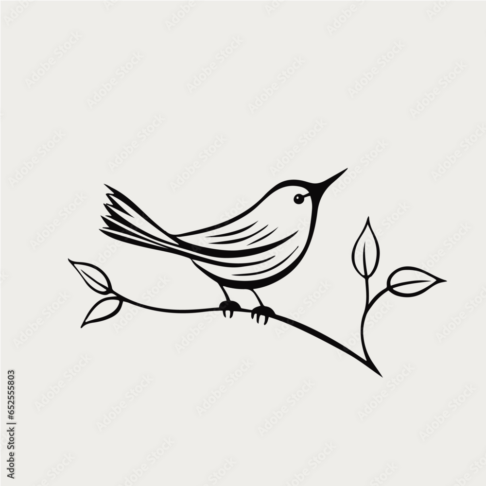 Fototapeta premium simple one line drawing of bird, vector logo