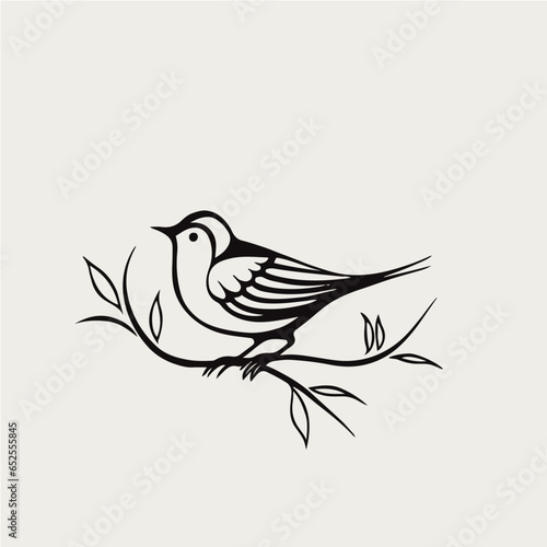 simple one line drawing of bird, vector logo