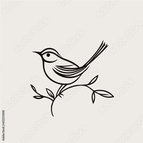 simple one line drawing of bird, vector logo