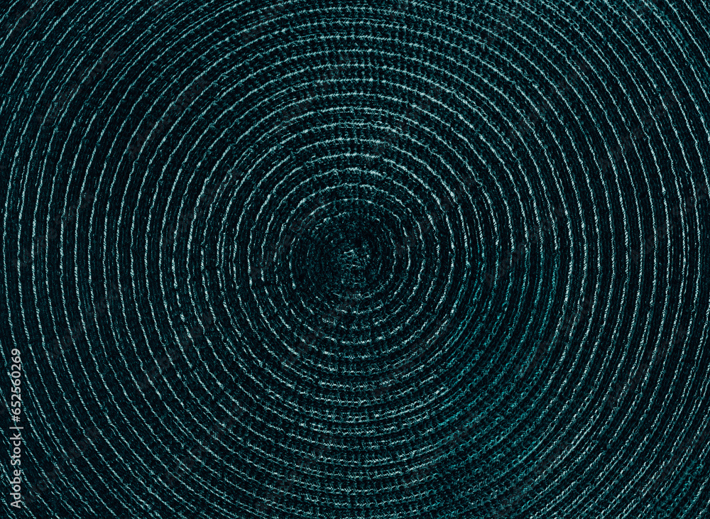 Swirl pattern. Glitch noise. Abstract background. Dark green surface with glowing whirlpool circle lines texture.