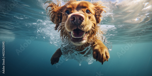 photo illustration of a dog swimming photo