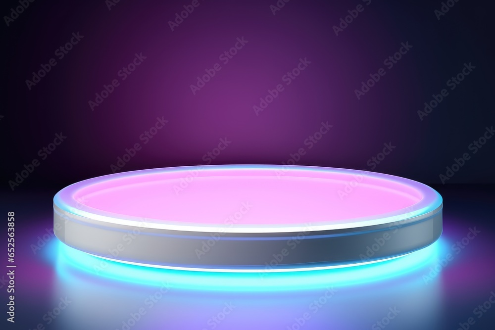 Product Podium with glow lights, tech product podium futuristic background Product Podium with glow lights, tech product podium futuristic background