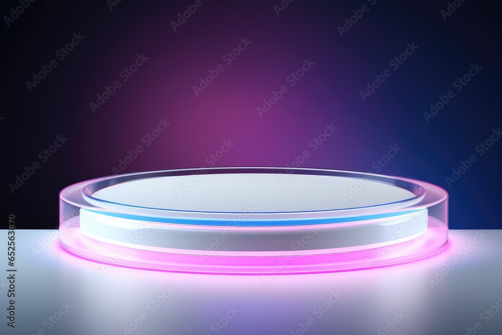 Product Podium with glow lights, tech product podium futuristic background Product Podium with glow lights, tech product podium futuristic background
