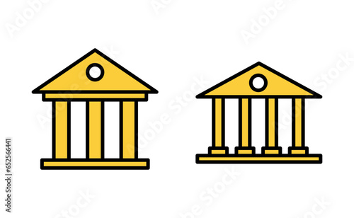 Bank icon set for web and mobile app. Bank sign and symbol, museum, university