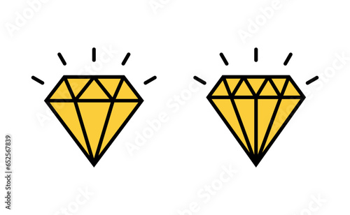 Diamond icon set for web and mobile app. diamond gems sign and symbol