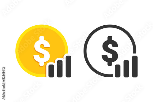 Money chart increase icon. Illustration vector