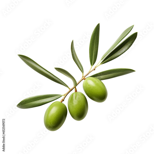 green olives with leaves on branch isolated on transparent background Remove png, Clipping Path