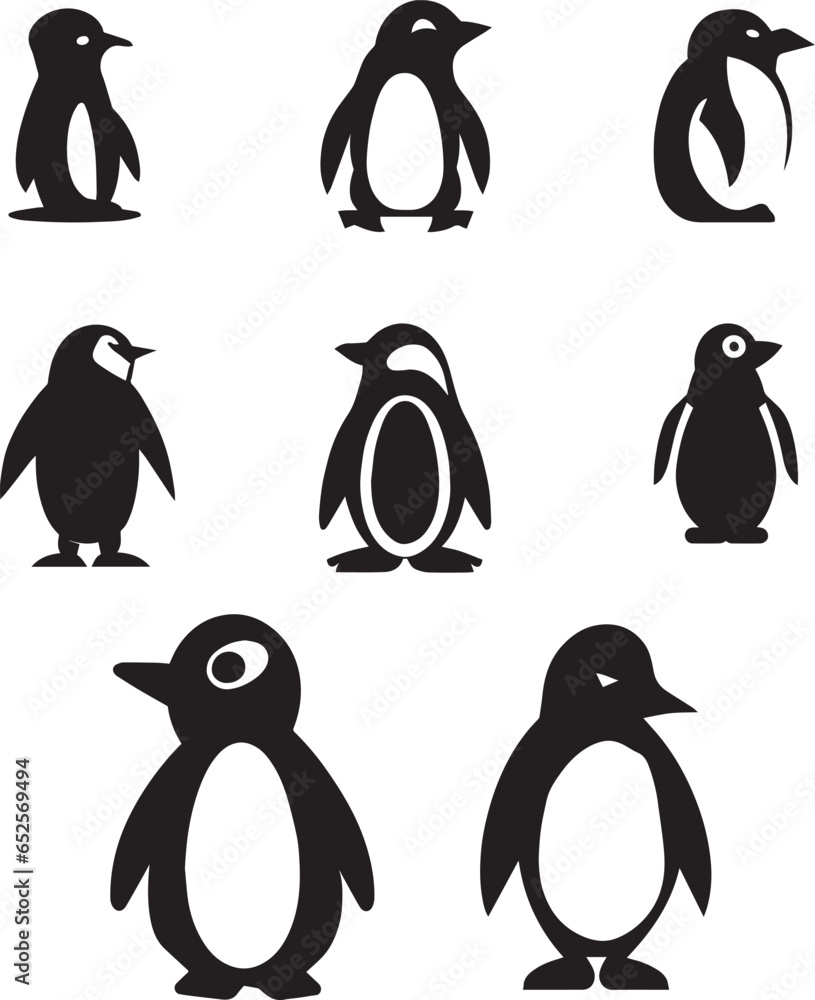 Obraz premium Penguin vector silhouette illustration black color