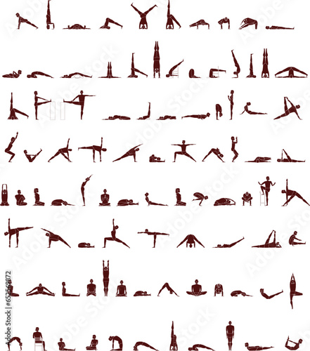 yoga pose all different vector arts
