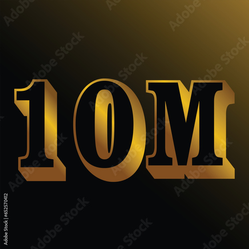 3d golden 10 Million isolated on background. 3d illustration.