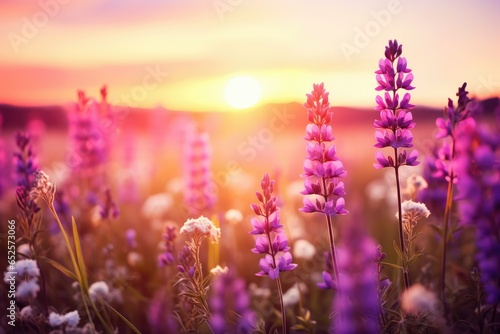 lavender field in sunset