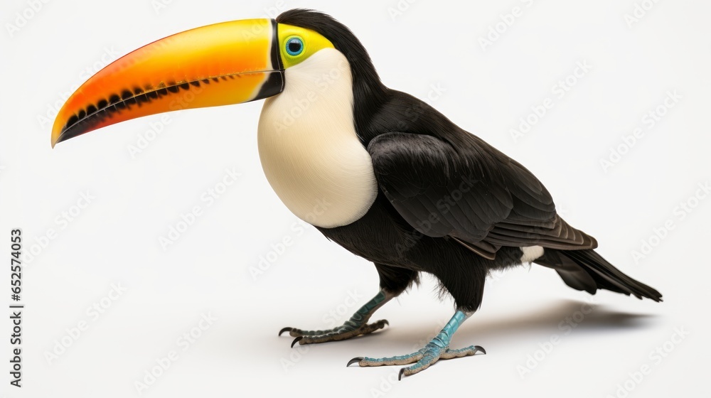 Naklejka premium Colorful Toucan: Beautiful Bird on a White Background