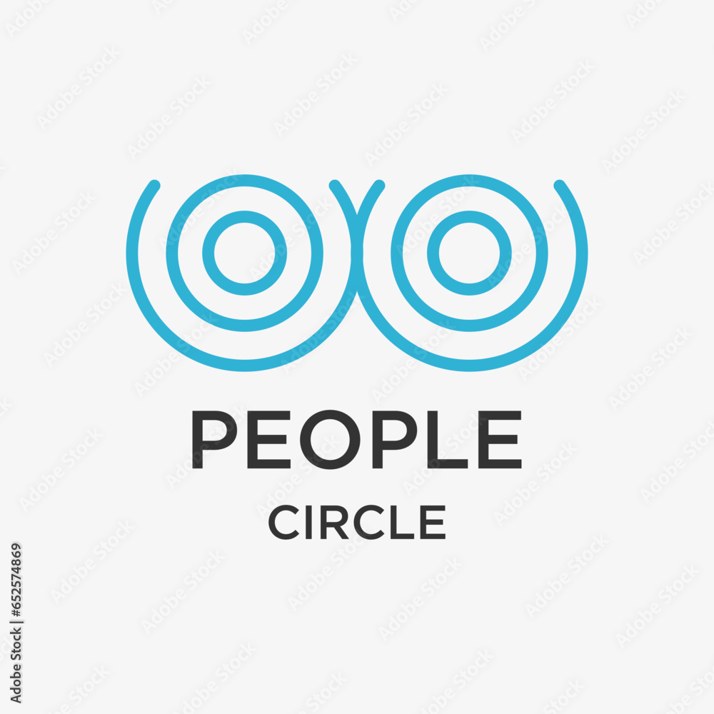 People circle logo line style icon design template