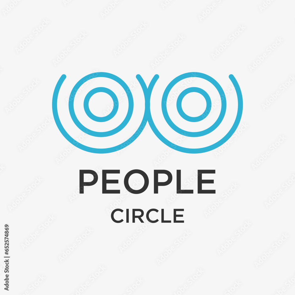 People circle logo line style icon design template People circle logo line style icon design template