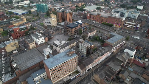 High Angle View of South East Downtown and Central Luton City and Commercial District After Sunset. The Image Was Captured With Drone's Camera on September 5th, 2023 photo