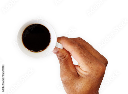 Isolated hand holding a cup of coffee 