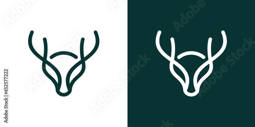 logo design with a deer head element made in a minimalist line style.