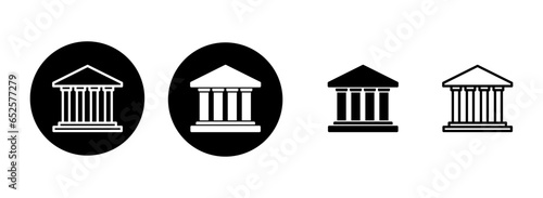 Bank icon set illustration. Bank sign and symbol, museum, university