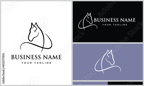 horse head initial design template photo