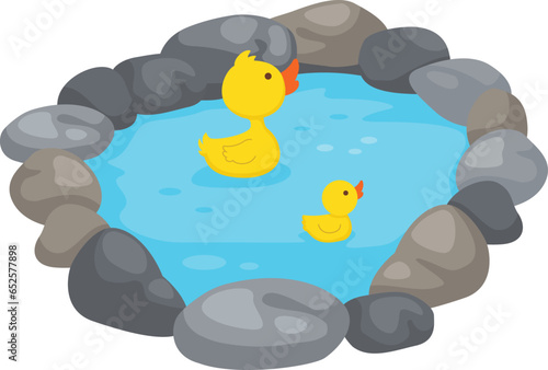 duck swimming in the pond vector illustration
