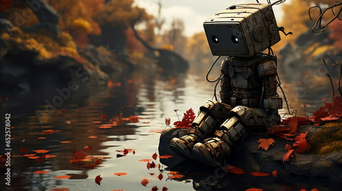 Sad Robot at the lake