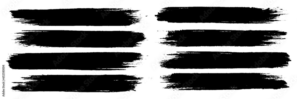set of Black paint stroke , ink brush, brush strokes, brushes, lines, frames, box, grungy. Grungy brushes collection.