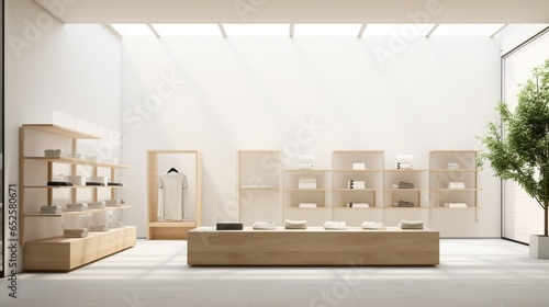 a minimalist retail store with minimal displays  essential product showcases  and a modern shopping experience