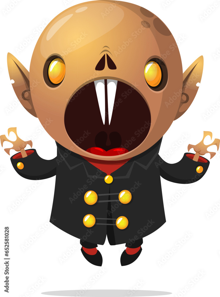 Cute cartoon vampire smiling. Vector illustration