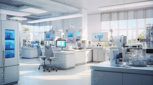 a modern laboratory for medical diagnostics with lab technicians, test equipment, and precise analysis © DESIRED_PIC